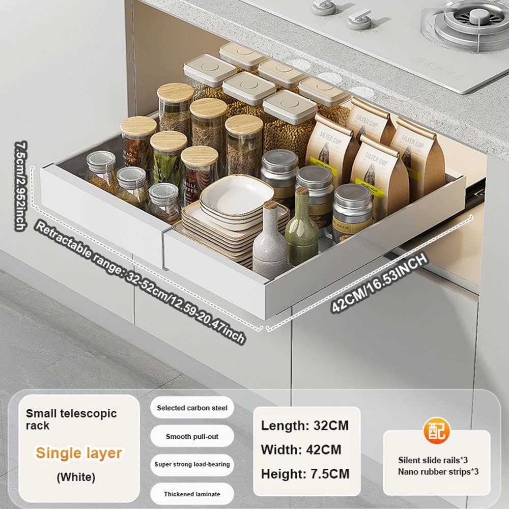 Casual Decore - Vente Rangements/organisateurs de cuisine - Tiroir de placard coulissant réglable1