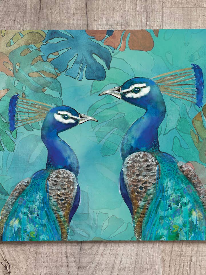 Glass Workstop Saver with Peacock Design for wholesale by Dollyhotdogs