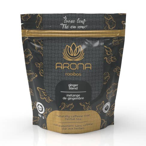 Mélange de gingembre Arona Rooibos (feuilles en vrac) 80g pour la vente par Arona Inc