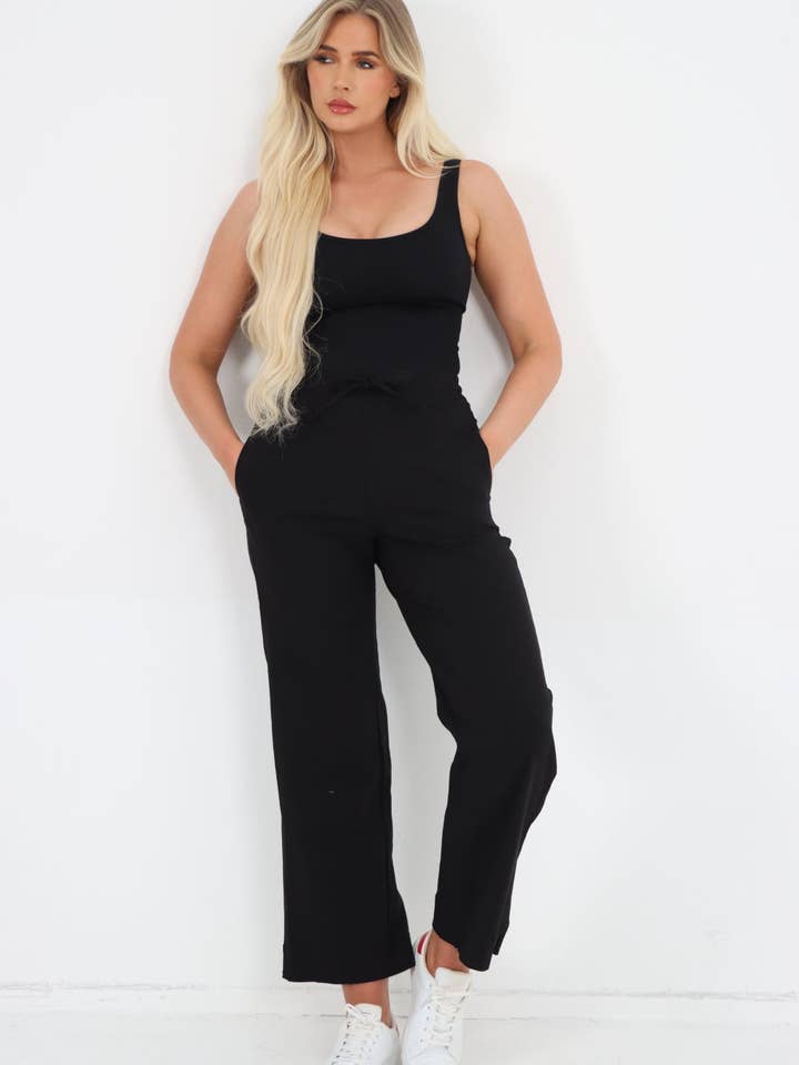 Miss Bold - Wholesale Pants - Women's - Women's Magic Stretch Wide Leg Trousers with Drawstring