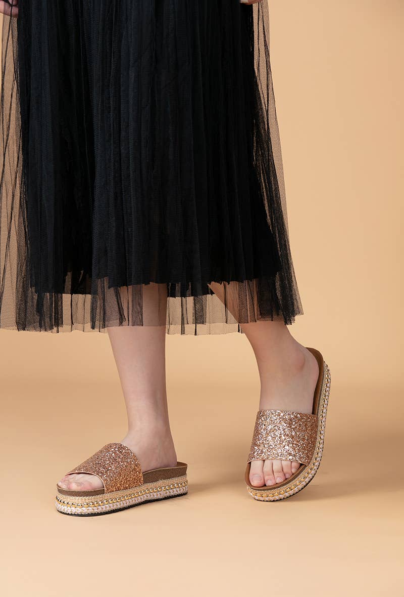 LADY GLORY - Wholesale Sandals - Women's - Silver sequin mules5