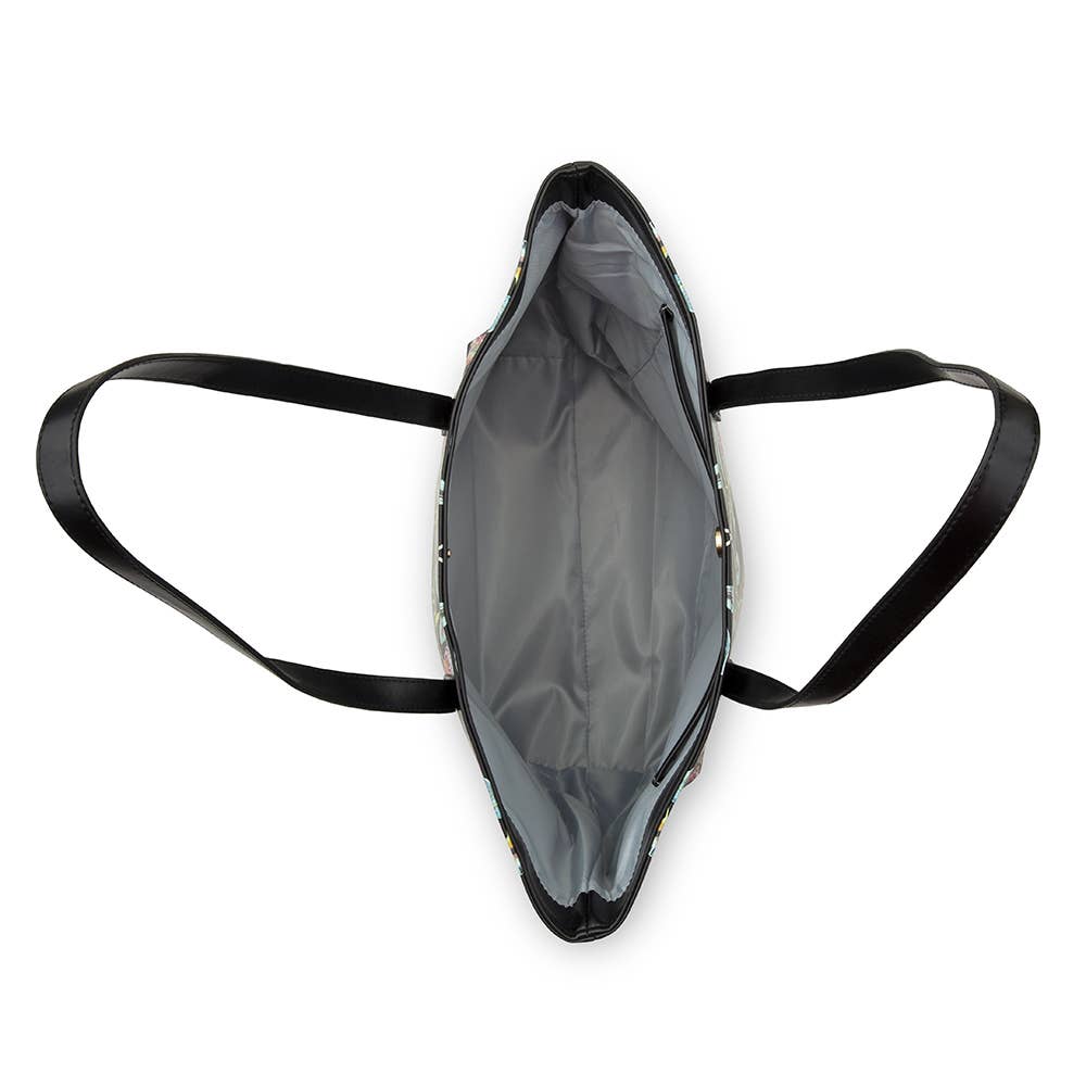 Weddingstar Inc. - Wholesale Tote Bag - Women's - Large Custom Faux Leather Tote Bag - Black Vintage Floral4