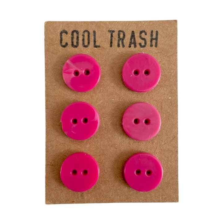 Magenta Pink Recycled Plastic Little Buttons Set for wholesale by Cool Trash
