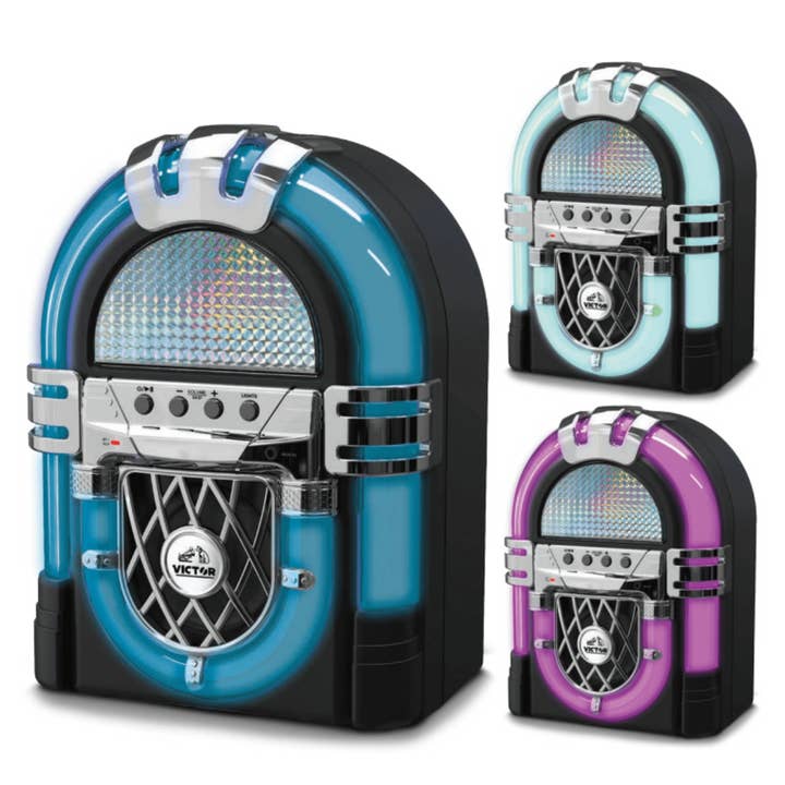 JupiterGear Home - Wholesale Speakers - Victor BLVD Mini Bluetooth Jukebox with Multicolor LED Light2