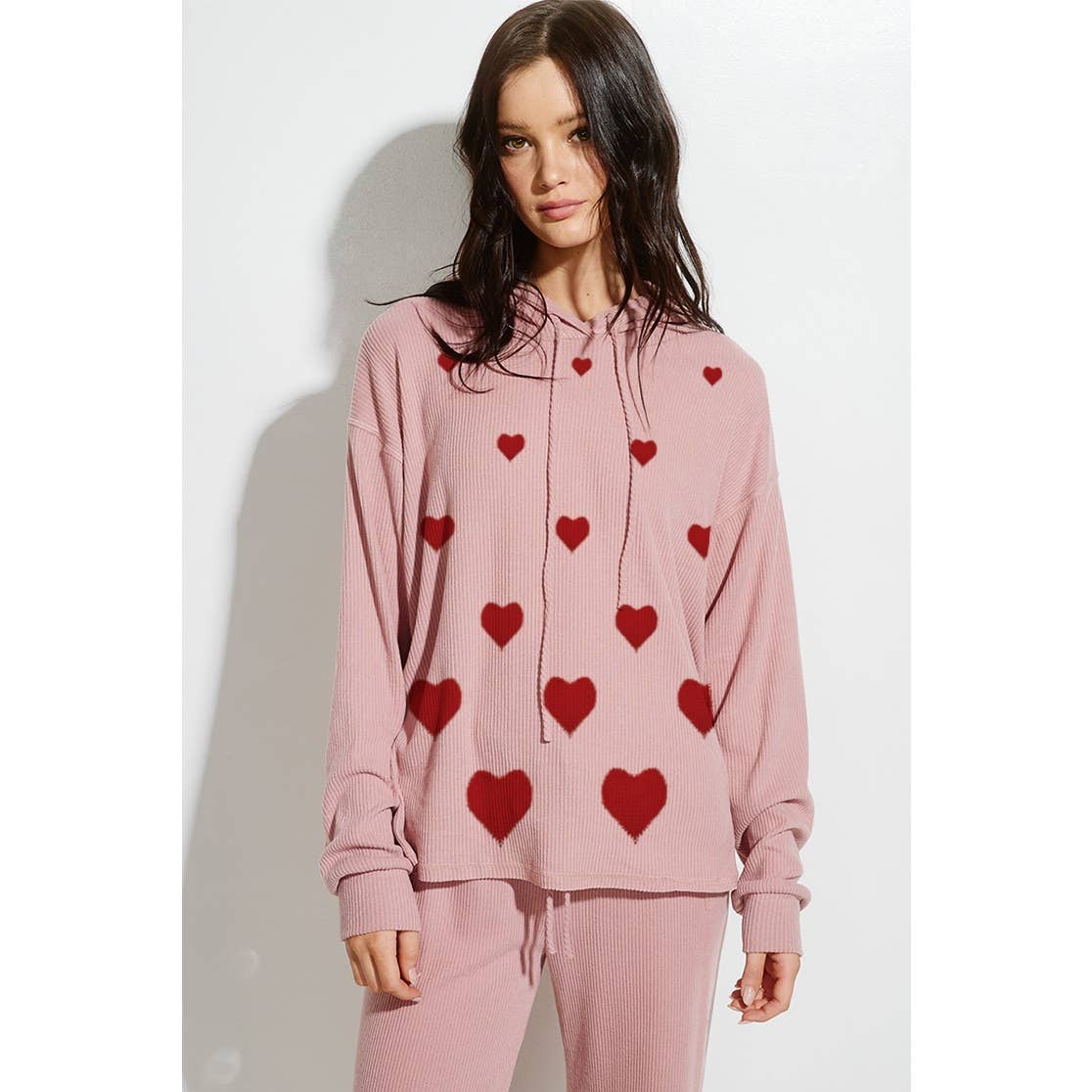 Phil Love - Wholesale Graphic Sweatshirt - Women's - Heart print soft rib Hoodie loungewear set0