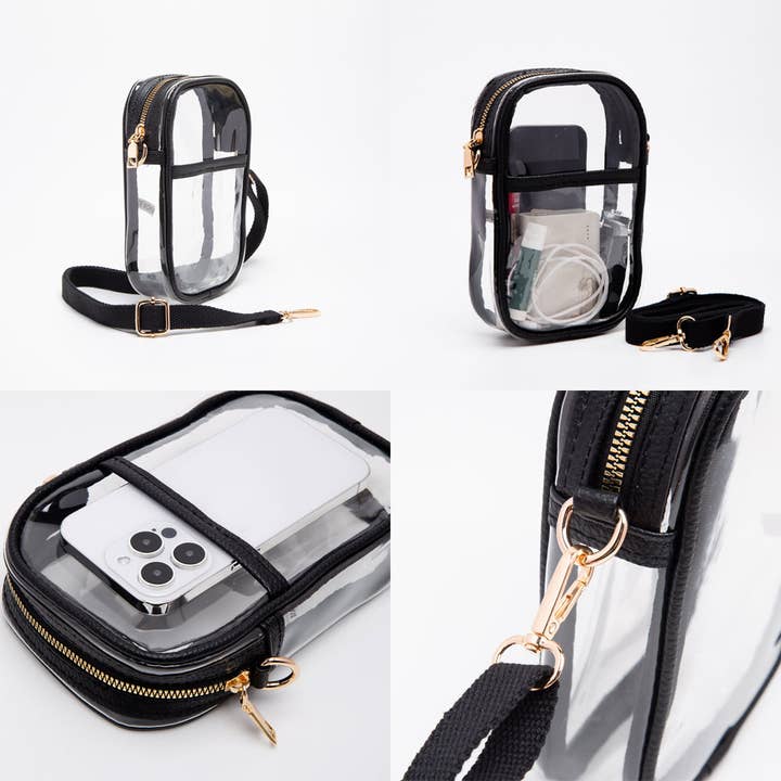 Sensibling Corp. - Wholesale Crossbody Bag - Women's - Solid Faux Leather Transparent Rectangle Crossbody Bag