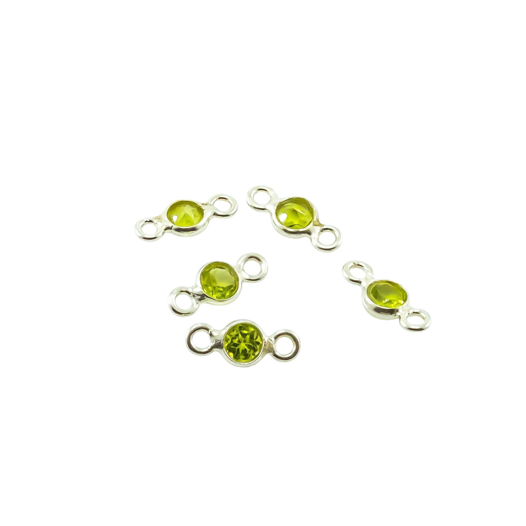 Quasar Gems USA – wholesale Beads – Peridot Gemstone Sterling Silver Connectors 1Pcs or 5Pcs1
