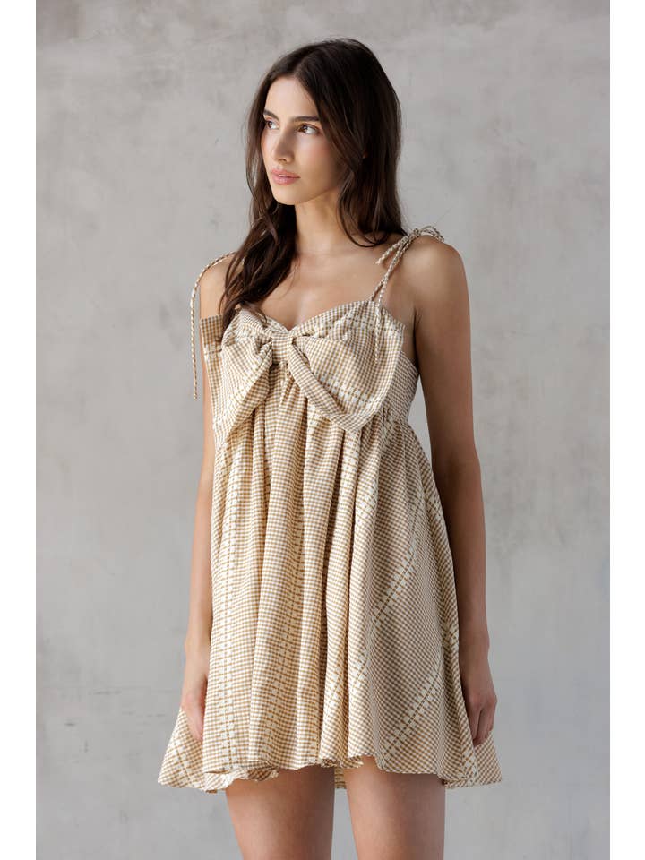 STORIA - Wholesale Dress - Women's - JD5382-9 GINGHAM MINI DRESS