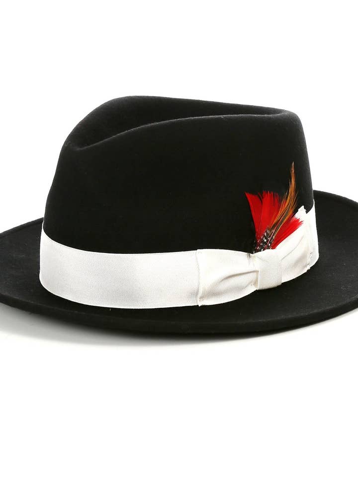 Cappello Fedora in Lana Australiana 100% Nero/Bianco Schiacciabile per la vendita all'ingrosso da parte di Ferrecci