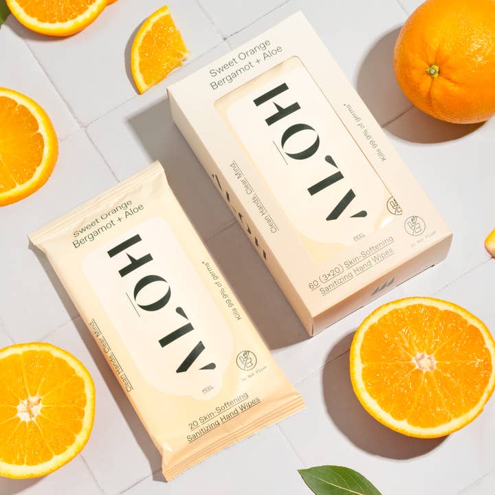 ALŌH - Wholesale Hand Sanitizer - Sweet Orange Bergamot + Aloe Sanitizing Hand Wipes 3-Pack1