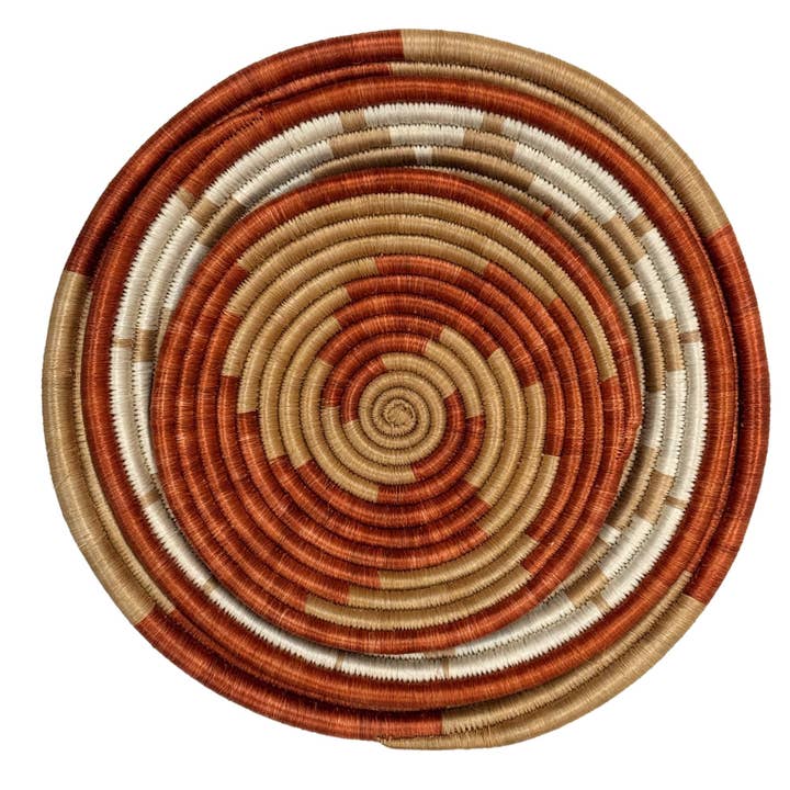 Global Crafts - Wholesale Basket - African Rwanda Baskets Home & Wall Decor-Set/3 Earth Tones, Set of 3