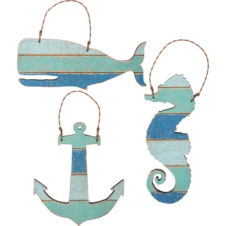 The Sea Slat Ornament Set for wholesale by Primitives by Kathy