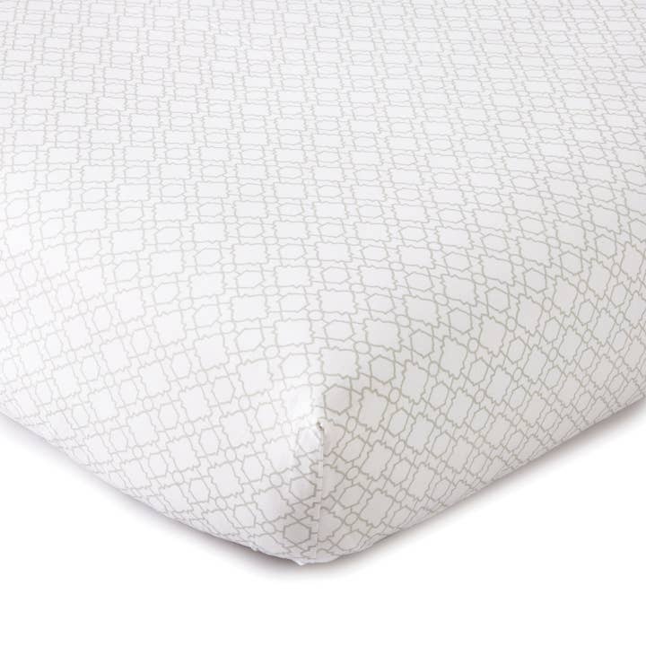 Skylar White Trellis Medallion Cotton Crib Fitted Sheet for wholesale by Levtex Home