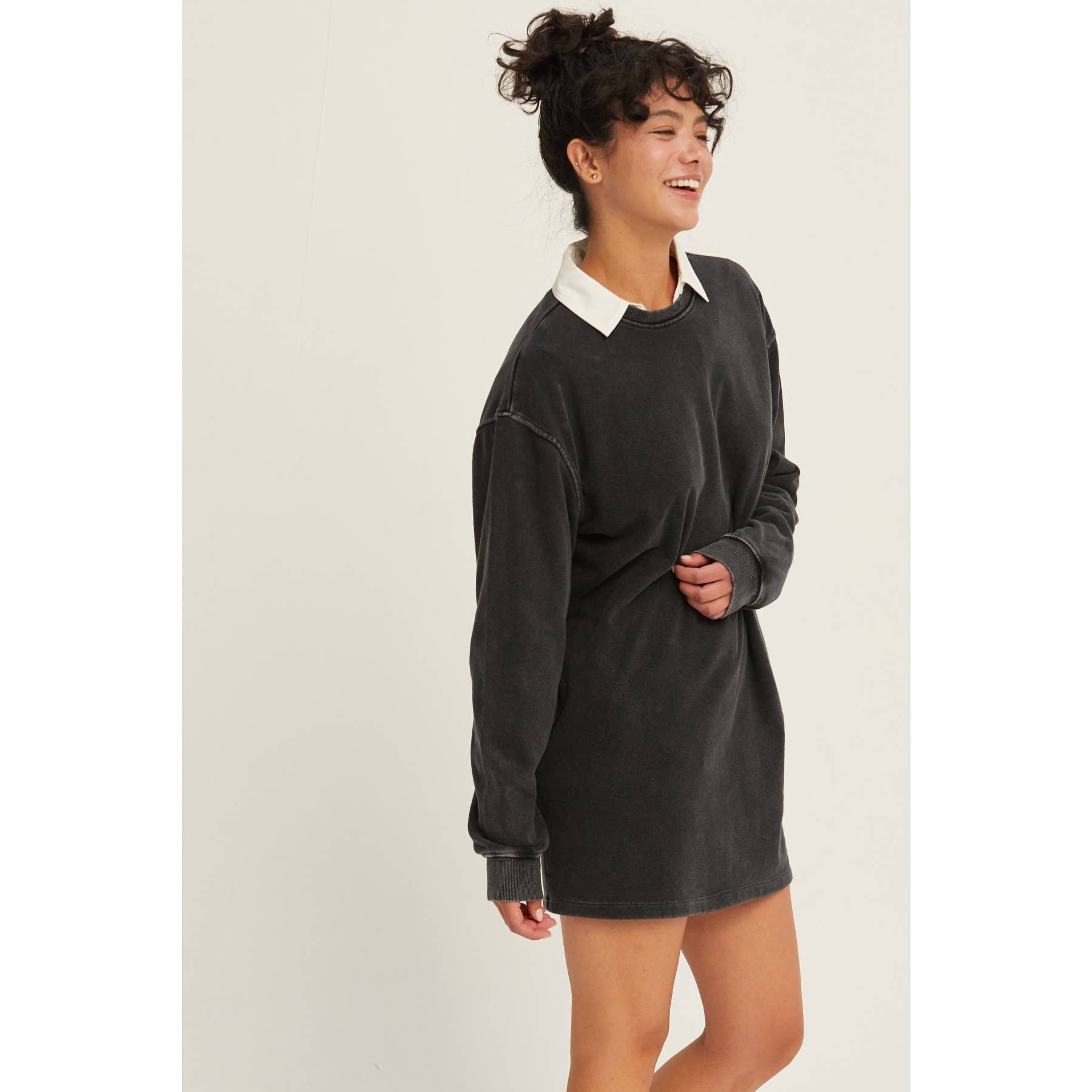 Double Zero - Venta al por mayor Vestido - Mujer - Vestido sudadera mini de gran tamaño lavado mineral10