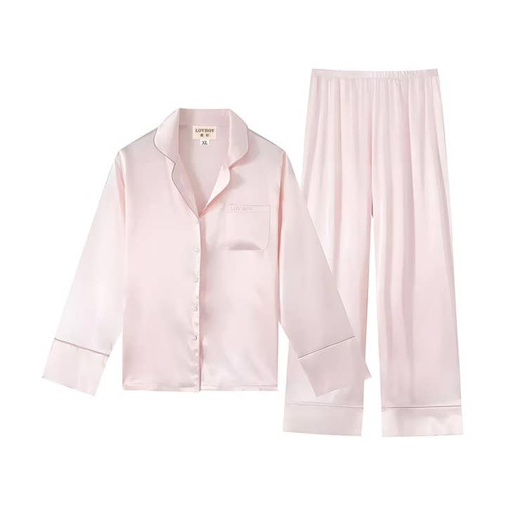 Lu Hao Spring/autumn Ice Silk Solid Color Pajamas for wholesale by Yami