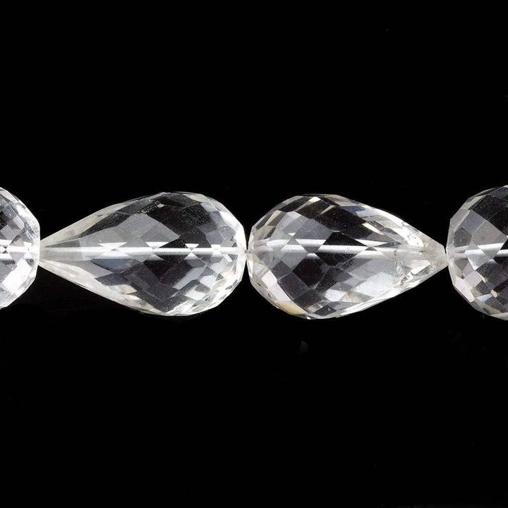 Lot de 12 perles facettées en quartz cristallin, 12 x 9 à 15 x 10 mm pour la vente par Beads of Cambay