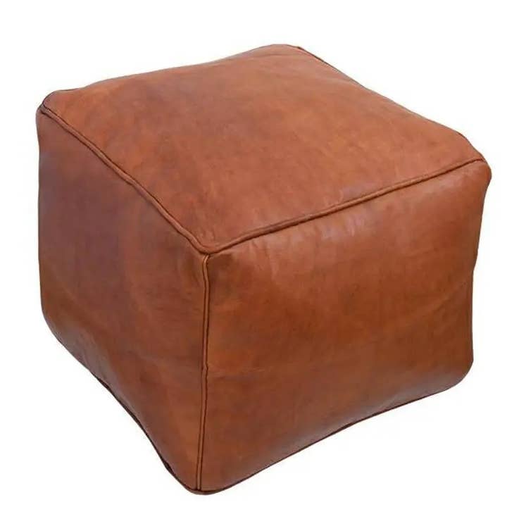 DarKech - Vendita all'ingrosso Pouf - Incredibile pouf ottomano quadrato in pelle marocchina 3