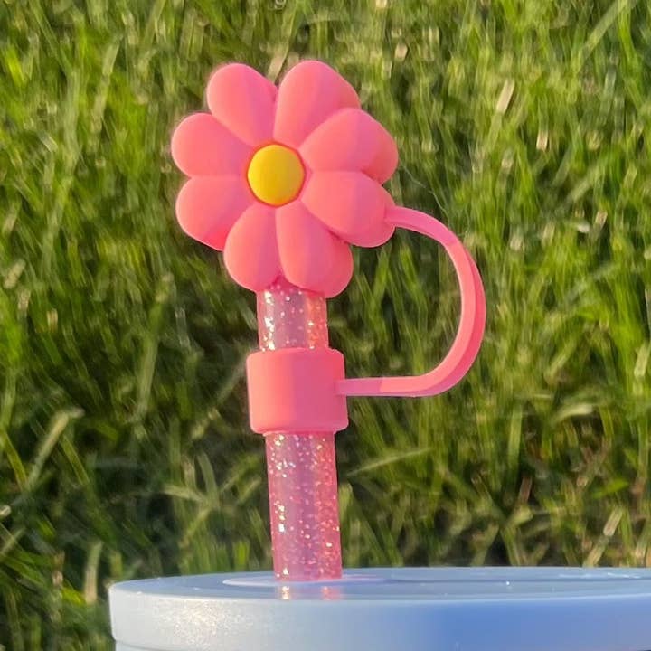 Adorno de paja con flores rosas para venta al por mayor de CharCharms