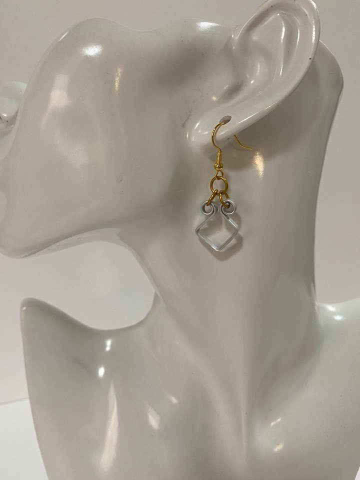 Quilled Metal Diamond Hoop Earrings for wholesale by Angela Catirina Jones