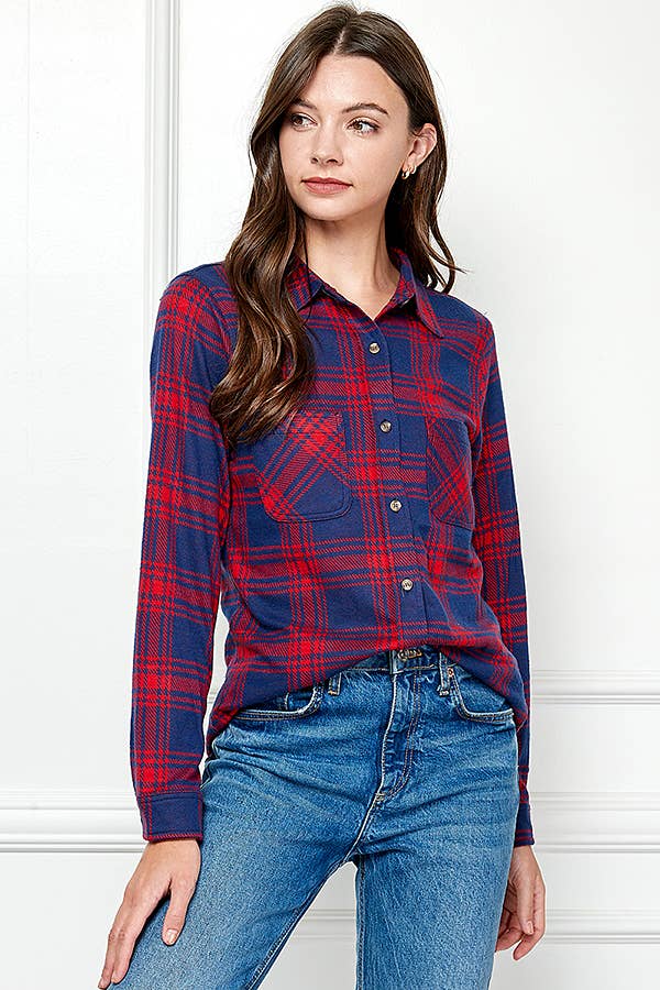 Veracci - Wholesale Button Down Shirt - Women's - Stretch button Up Women Plaid Sweater Shirt3