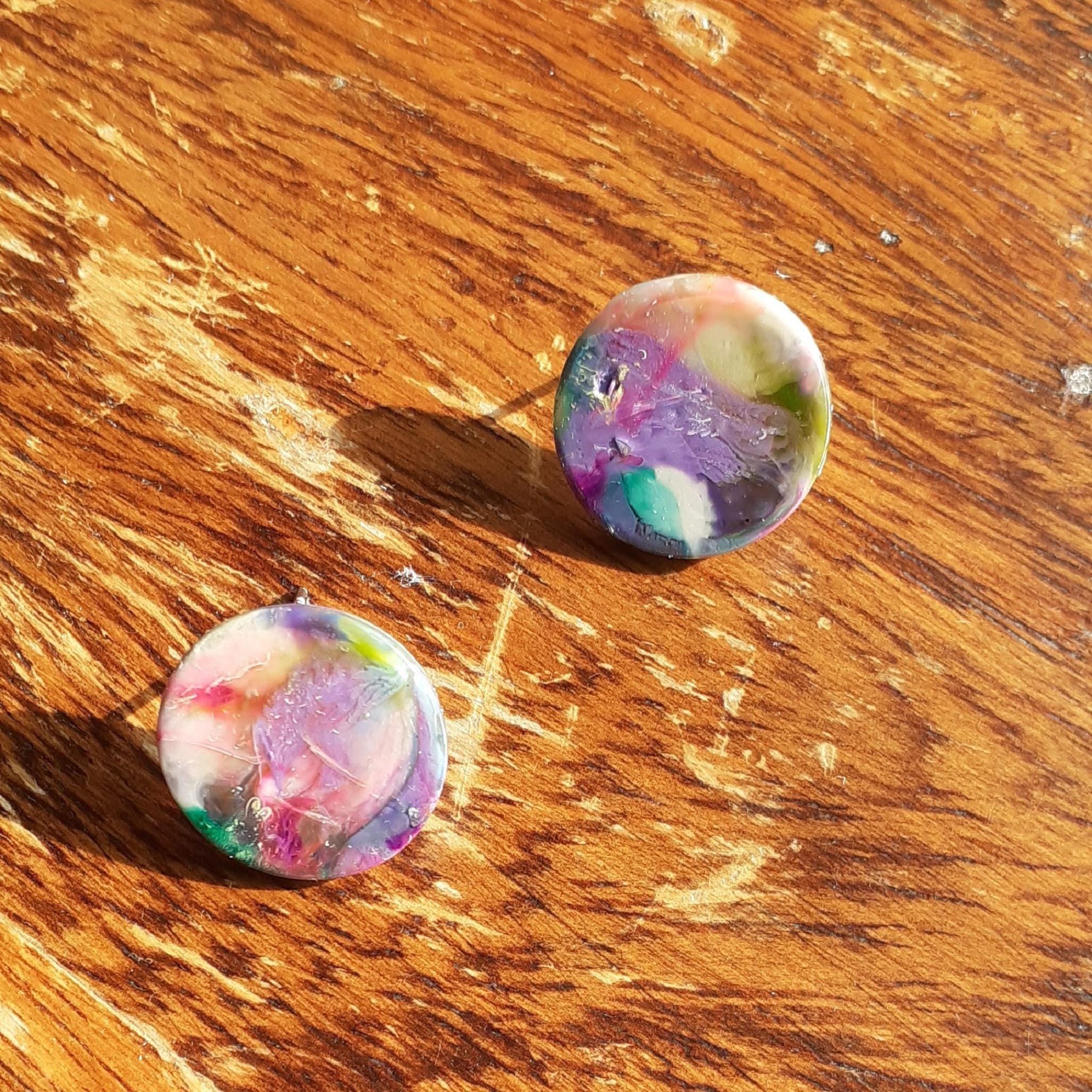 Whylder Mills - Wholesale Stud/Post Earrings - Large Circle Resin Earrings2