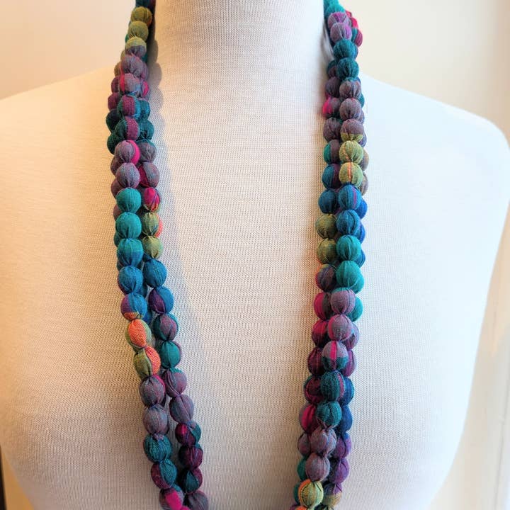 Twinflower - Wholesale Beaded/Pearl Necklace - Indian Fabric Handmade Beaded Necklace Multicolour No 21