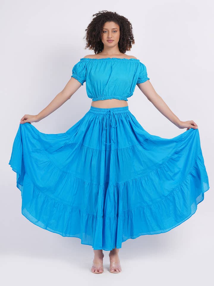 Wevez - Wholesale Skirt - Women's - Women's 8 Yard Solid Belly Cotton Fabric Casual long Skirts4