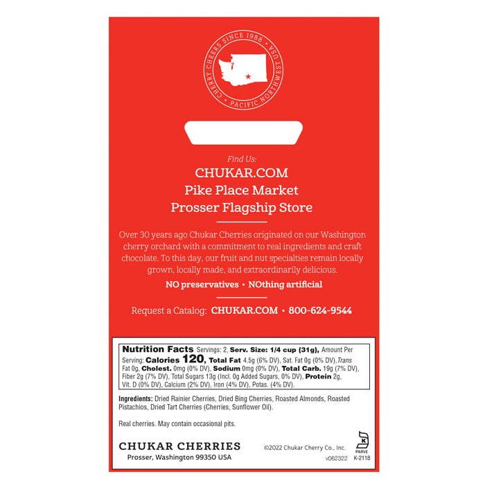 Chukar Cherry Company - Wholesale Dried/Dehydrated Fruit - 2.2 oz Triple Cherry Nut - Fruit and Nut Energy Mix1