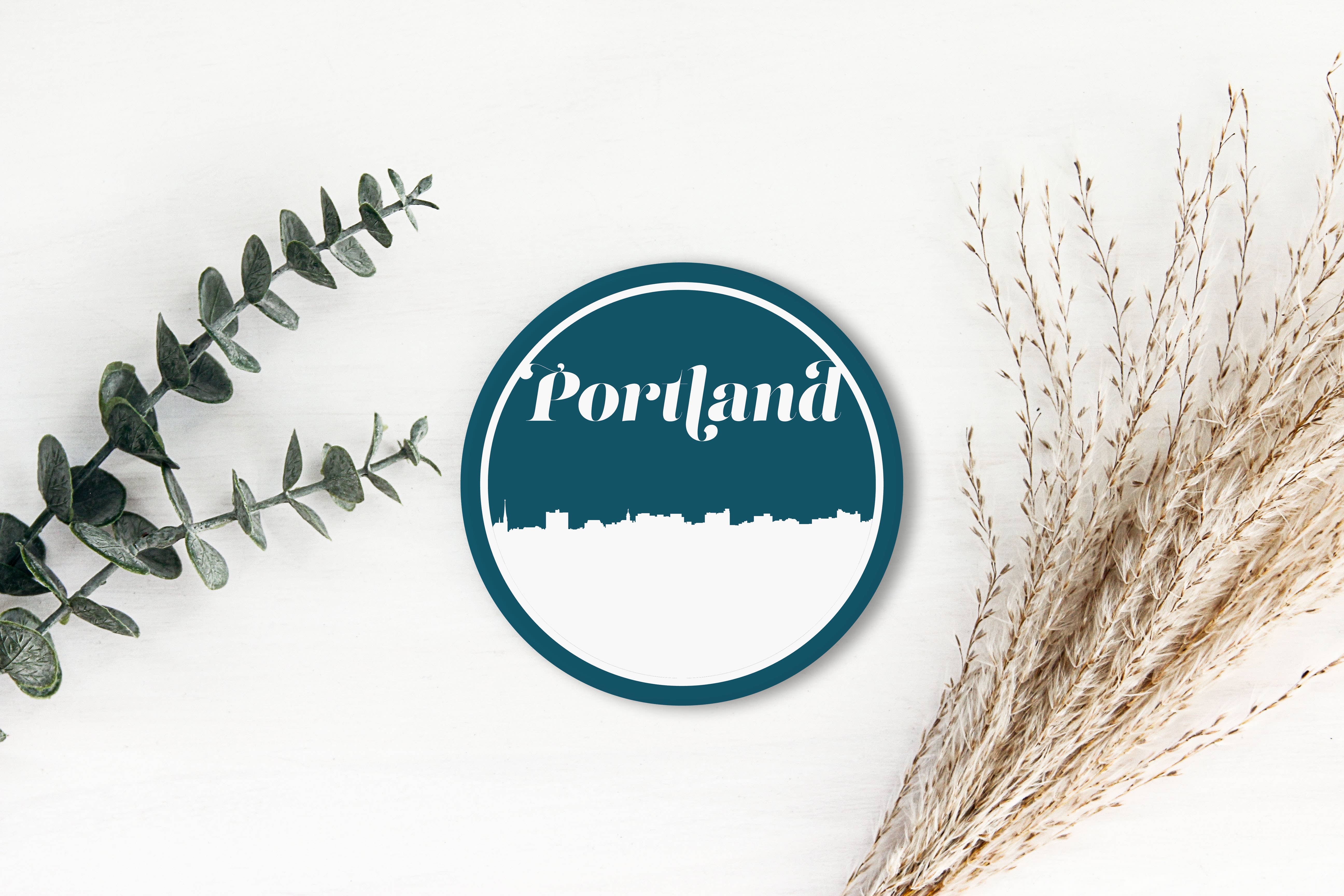 Paperfinch Design - Wholesale Coasters - Portland Maine retro skyline coaster  | Multiple colors1