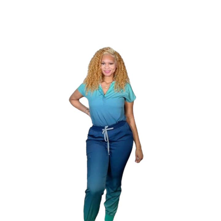DK Gradient Jogger Scrub Pants (Blue/Green) for wholesale by Apparel Now