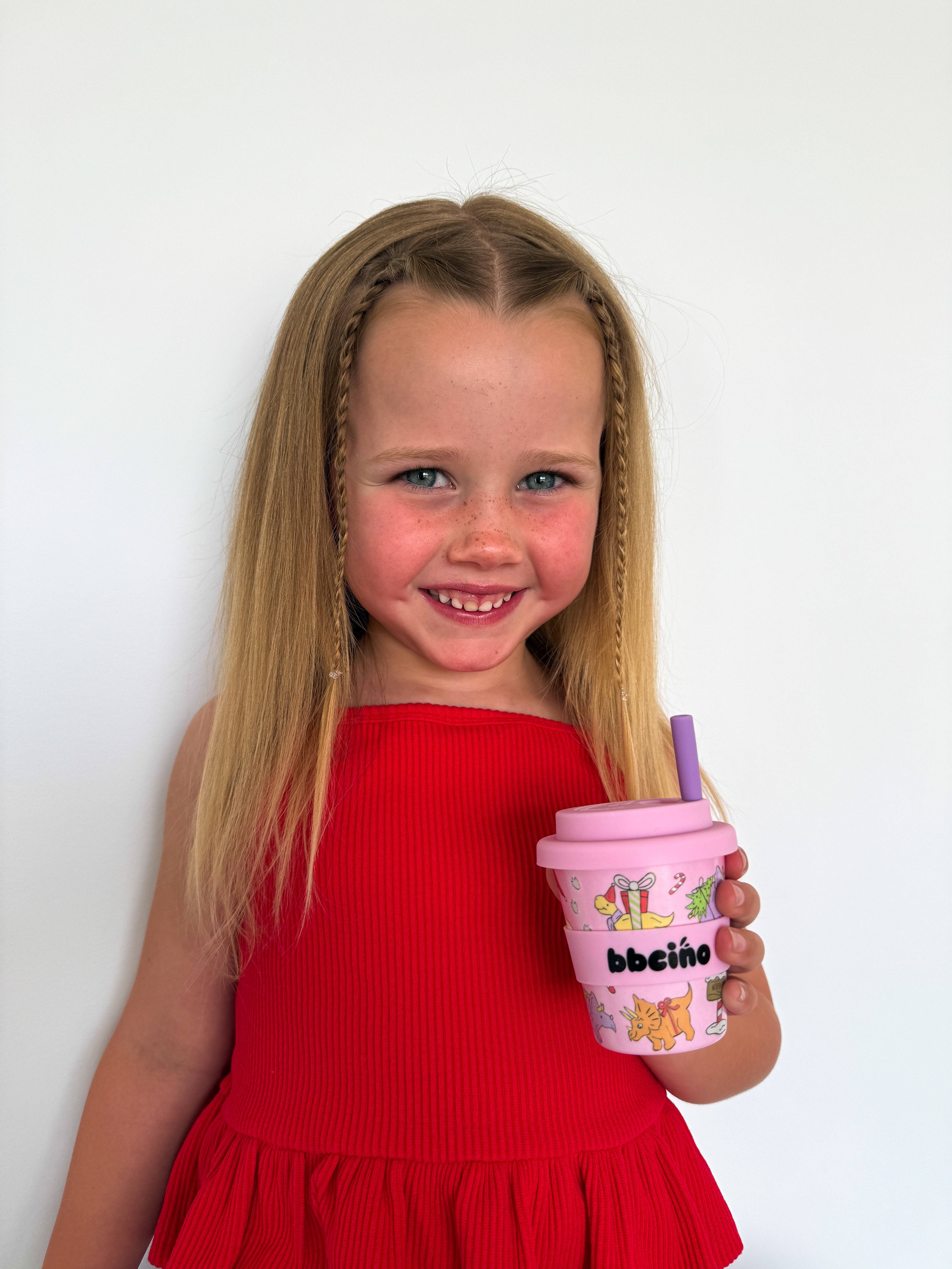 BBcino - Wholesale Drinking Glass/Cup - Kids & Baby - Santa’s Little Sipper in Pink - 120ml (STRAW INCLUDED)10