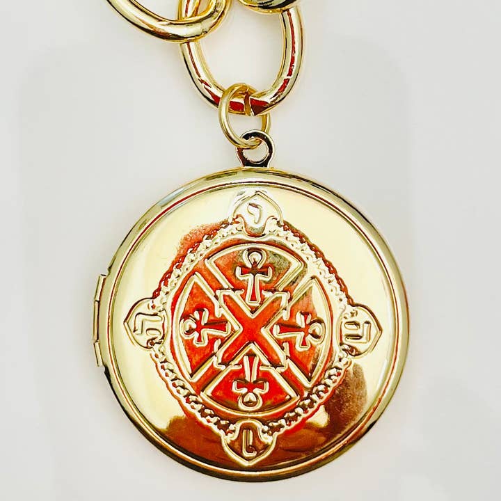 TWO FORTY TWO - Wholesale Locket Necklace - CHIC - Triple Locket Necklace (gold) NK530
