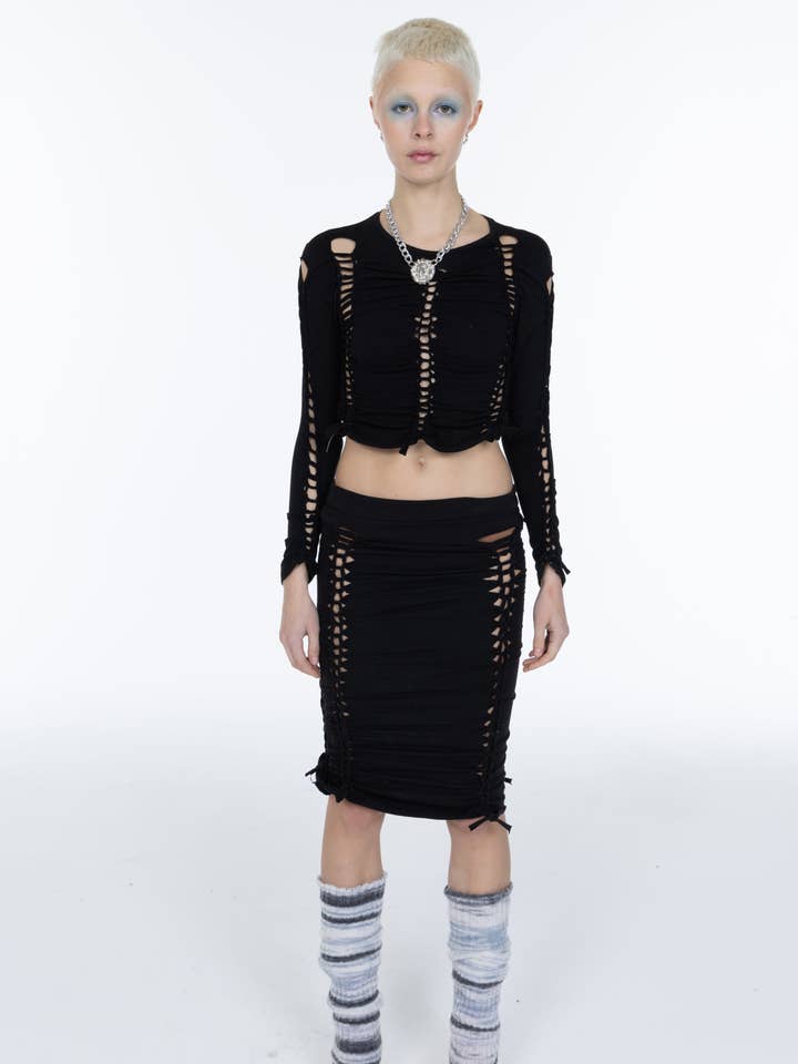 Black Crochet Set for wholesale by Samudāy Studios