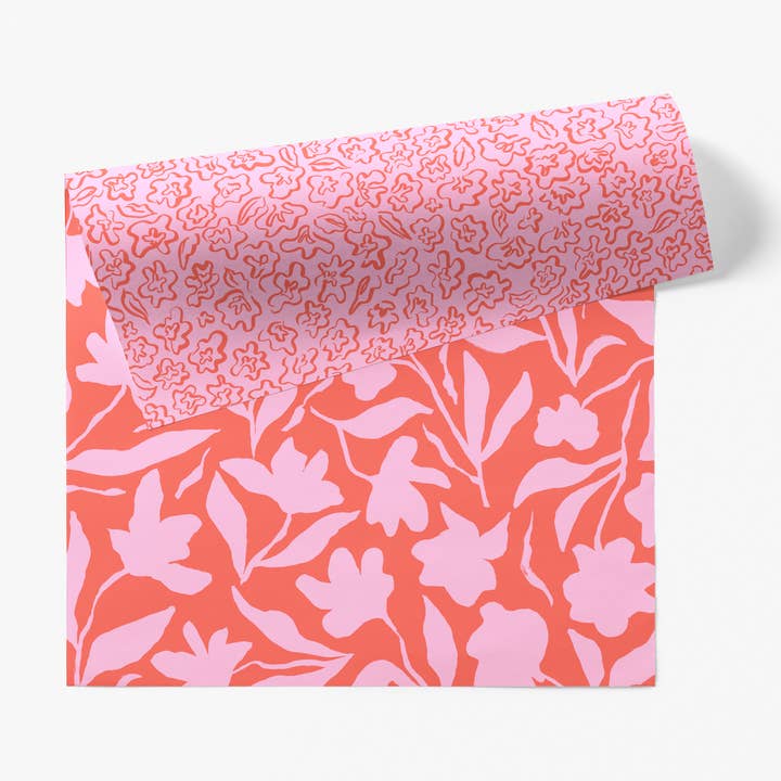 Fleur Gift Wrap - CORAL for wholesale by March Party Goods