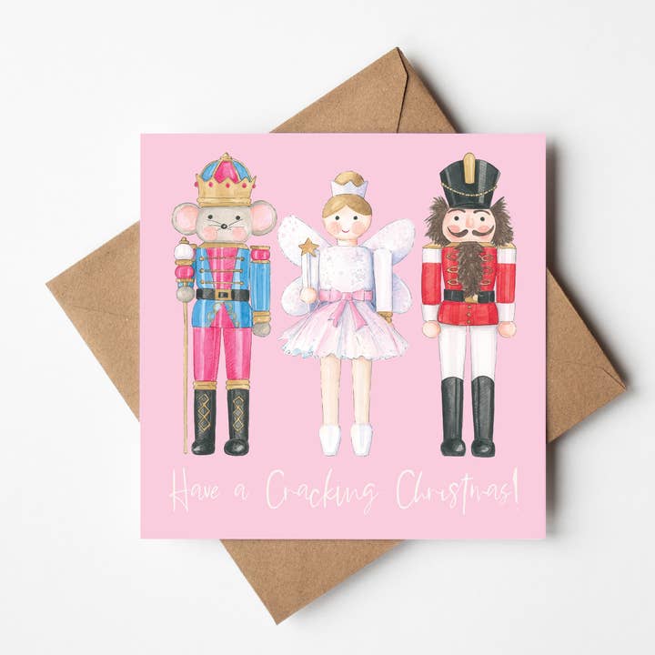 Tenha um cartão de Natal cracking, cartão Pink Square por atacado de By Antonia Illustration