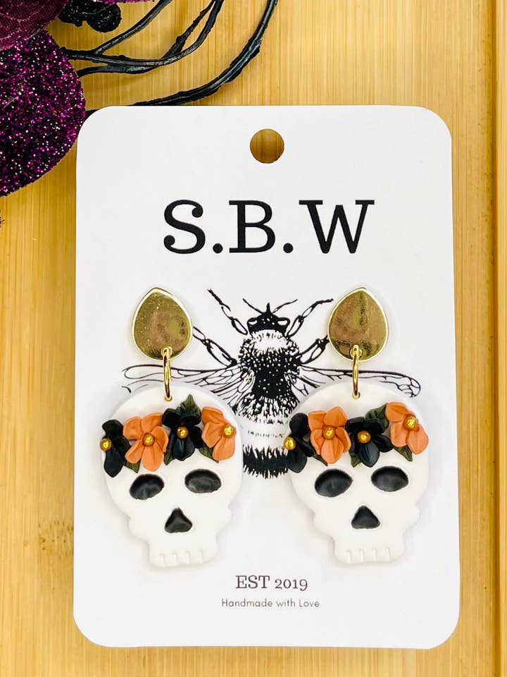 Skull Flower Dangles for wholesale by Sweet B's Workshop
