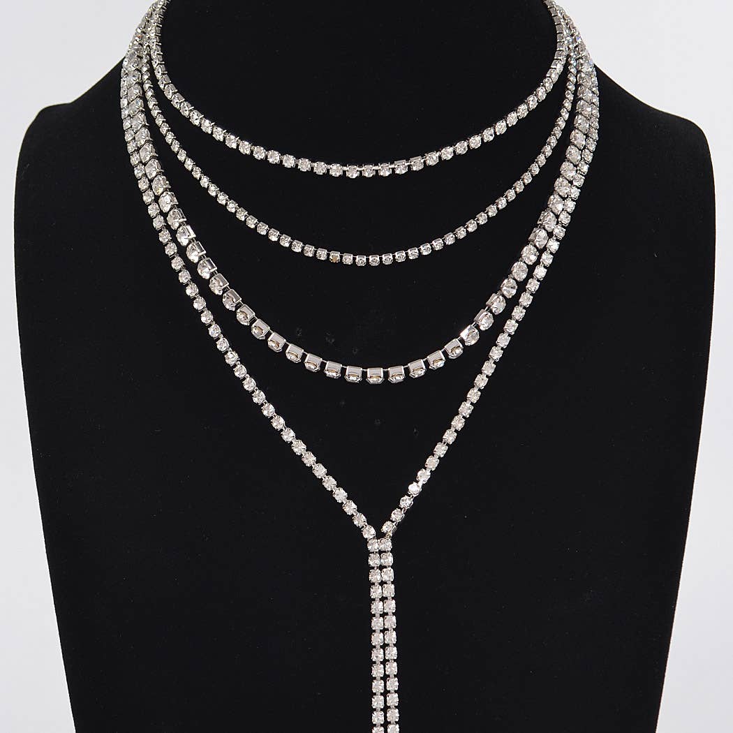 3AM BY H&D ACCESSORIES - Wholesale Y-Neck/Lariat Necklace - Multi-Layered Rhinestone Long Necklace3