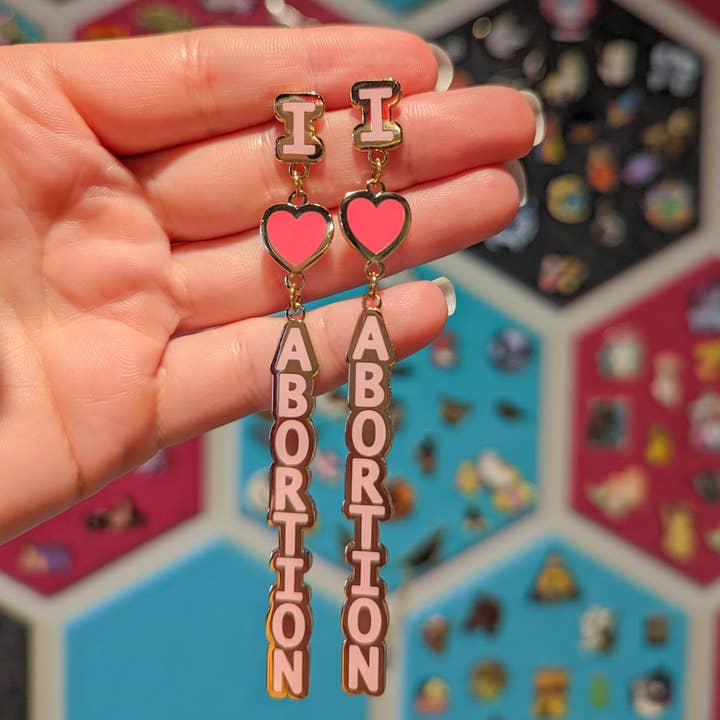 I Heart Abortion - progressive, feminist, pro-choice earrings for wholesale by Cunning Linguist Co.