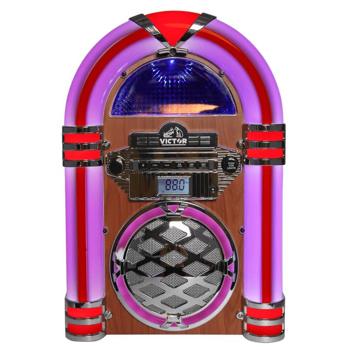 JupiterGear Home - Wholesale Speakers - Victor Broadway II Desktop CD Jukebox with LED Lights1