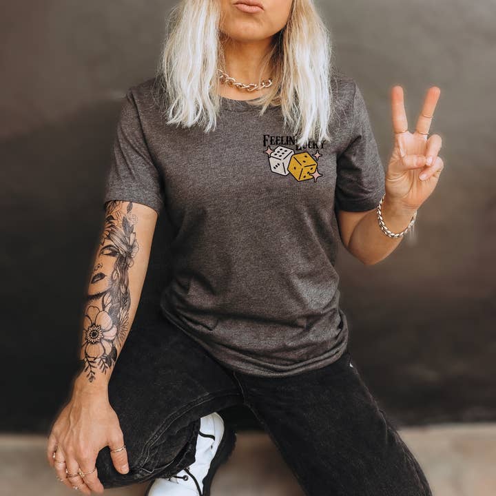 Feelin’ Lucky Dice Tee for wholesale by Psalms & Grace Design Co.