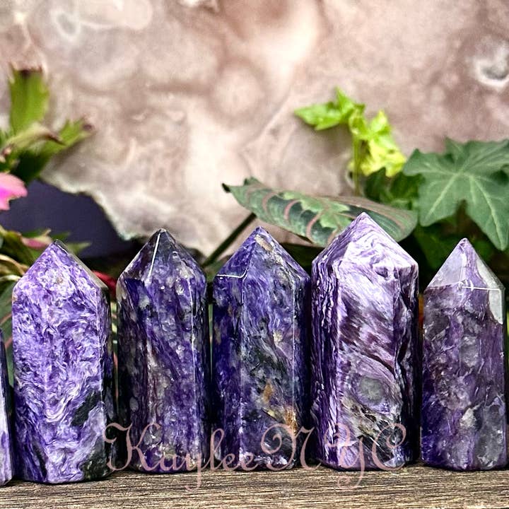 KayleeNYC - Wholesale Spiritual Stone/Crystal - 1 lb Natural Charoite Tower Obelisk Point Wand Crystal1