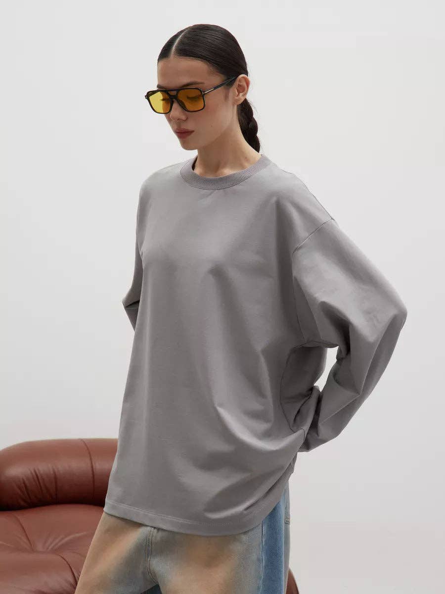 Suhkasana – wholesale T-shirt – women's – Heavyweight Cotton Long Sleeve Crewneck Oversized T Shirt26