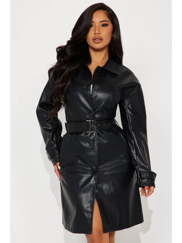 5besties inc - Wholesale Trench Coat - Women's - FAUX LEATHER TRENCH COAT2