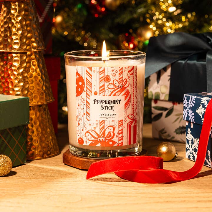 Vela de joyería para el hogar Peppermint Stick de 18 oz para venta al por mayor de JewelScent