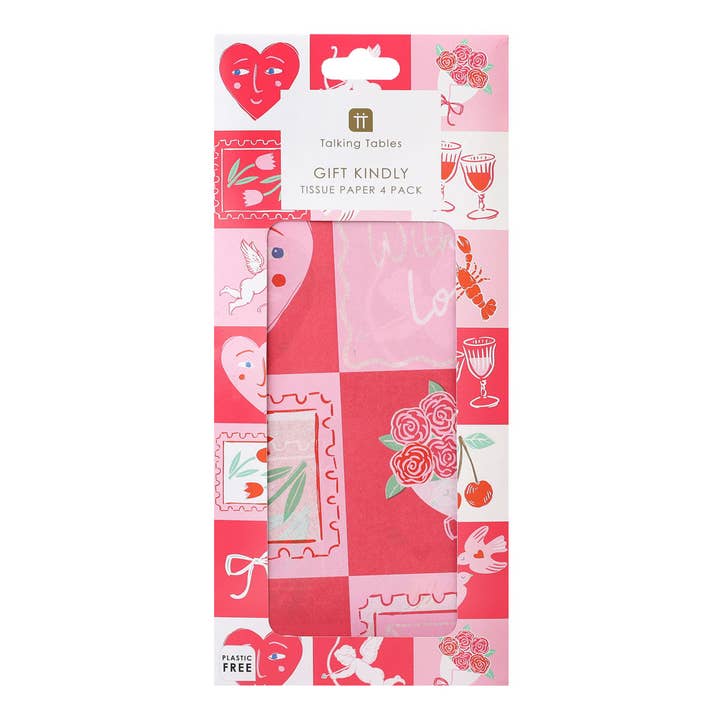 Love Icons Tissue Paper - 4 Sheets | Valentines Decor | for wholesale by Talking Tables UK