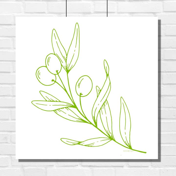 Tea Towel - Flour Sack | Olive Branch - Green for wholesale by FAVORSTREET