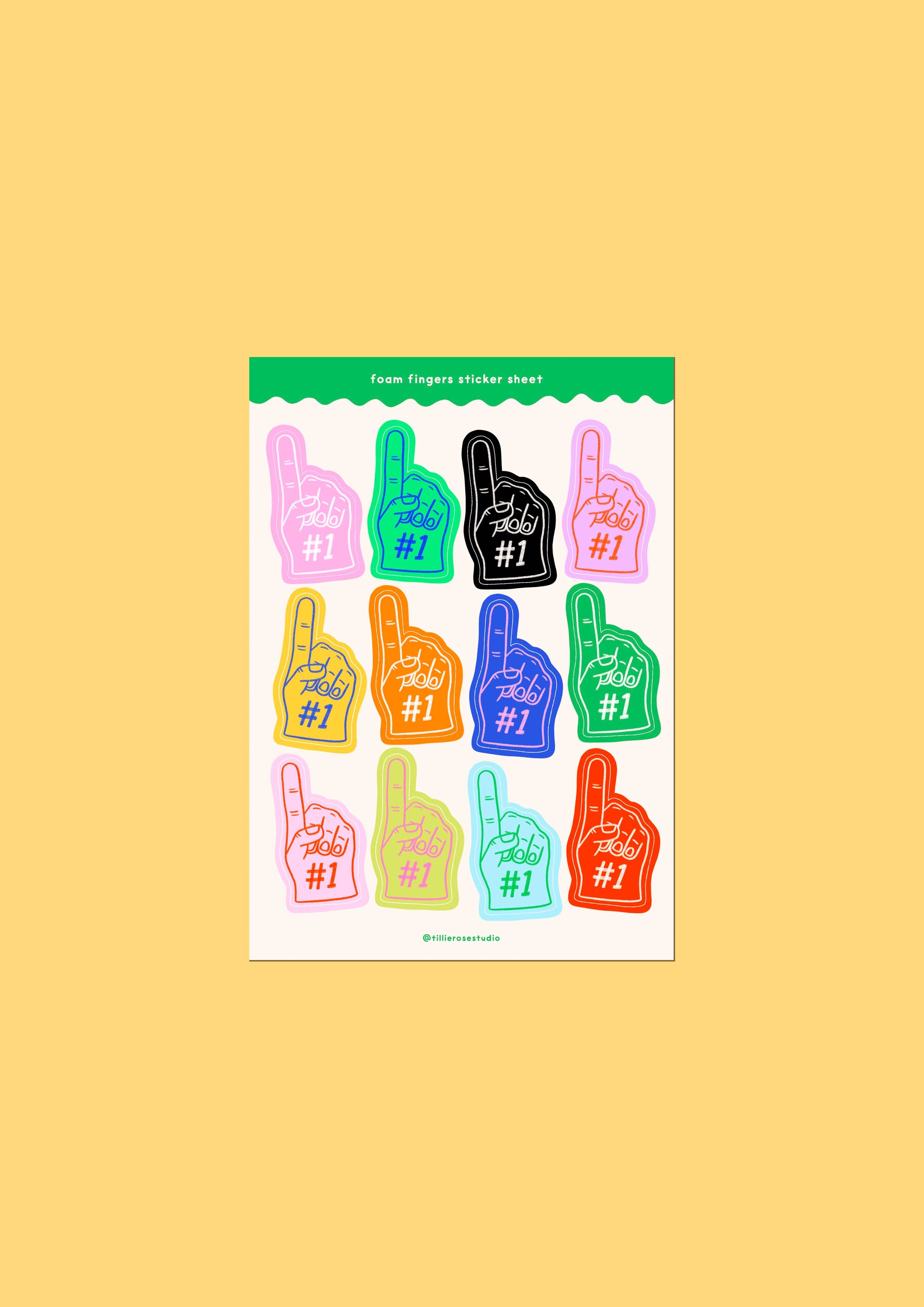 Tillie Rose Studio – wholesale Sticker – Foam Fingers Sticker Sheet0