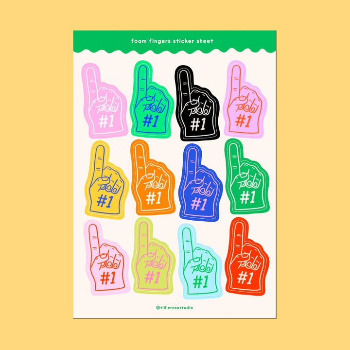 Tillie Rose Studio – wholesale Sticker – Foam Fingers Sticker Sheet0