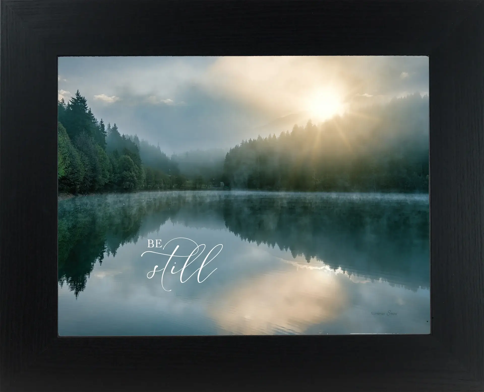 Summer Snow Art - Wholesale Sign - Be Still Religious Lake Mountains Framed Art Sign1