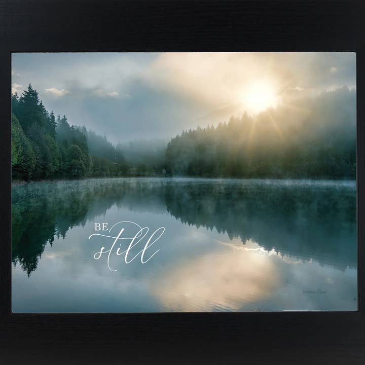 Summer Snow Art - Wholesale Sign - Be Still Religious Lake Mountains Framed Art Sign1